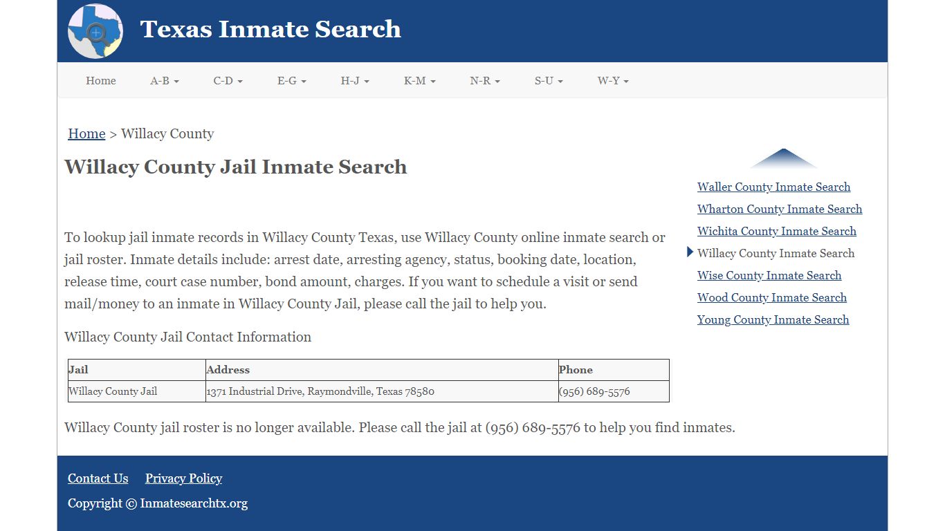 Willacy County Jail Inmate Search