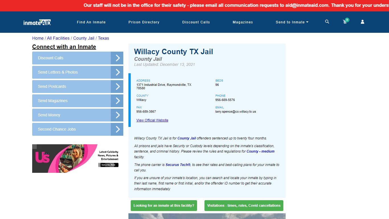 Willacy County TX Jail - Inmate Locator - Raymondville, TX